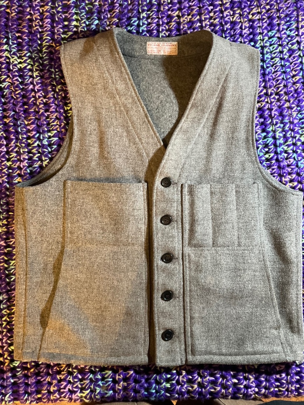 Filson Mackinaw Wool Vest- Gray- 4- Pocket Utility- GropCore/ Workwear Men’s